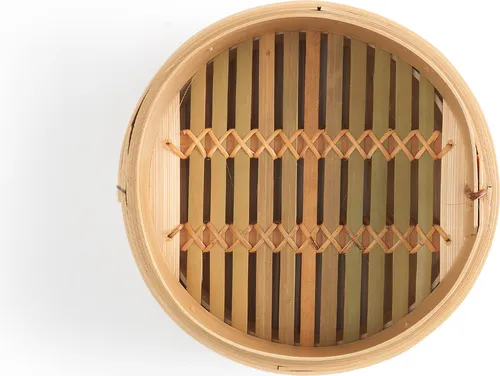 KEN HOM Dampfgartopf KH506 - Bambus Dampfkochtopf Ø 20 cm - Sonstiges Backzubehör, umweltfreundlicher Bambus-Dampfgartopf für gesunde Zubereitung von Gemüse und Fisch, inkl. Rezeptideen für kreative Gerichte.