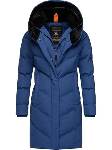 Ragwear Damen Wintermantel Natalka Cosy YOUMODO Navy 3XL - Funktionsjacke, warmer und wasserdichter Steppmantel mit Kapuze und hohem Teddy-Fleece-Kragen für optimalen Kälteschutz und eleganten Look.