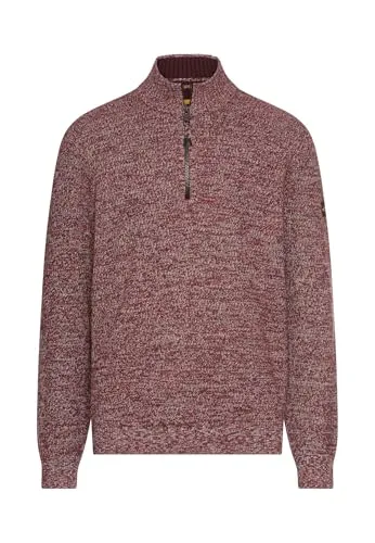 camel active Herren Strick-Troyer mit melierter Struktur in Bernsteinrot - Stylischer Pullover für Herren mit komfortablem Zipperkragen und strukturierter Oberfläche, ideal für lässige Outfits.