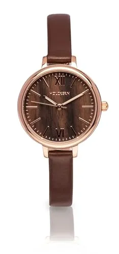 Holzkern Quarzuhr Shirin Walnuss/Roségoldfarben in braun von HOLZKERN