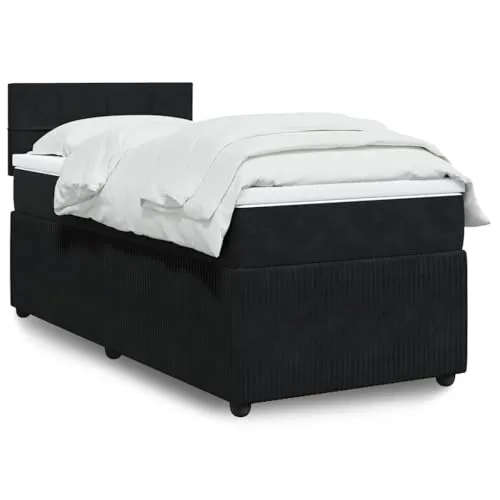 vidaXL Boxspringbett mit Matratze Schwarz 90x190 cm Samt von vidaXL