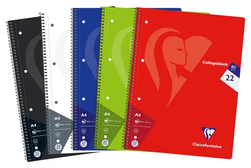 Clairefontaine Collegeblock 20x 80 Blatt kariert, 90g - Farben sortiert - Blöcke & Formulare mit 80 Blatt hochwertigem 90g Papier, ideal für Schule und Büro, in attraktiven Farben sortiert.
