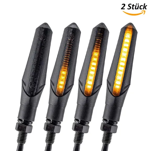 2x LED Motorrad Blinker mit Sequentiellem Laufeffekt - Universelle LED-Blinker für Motorräder mit sequentiellem Laufeffekt, sorgen für bessere Sichtbarkeit und Sicherheit im Straßenverkehr.