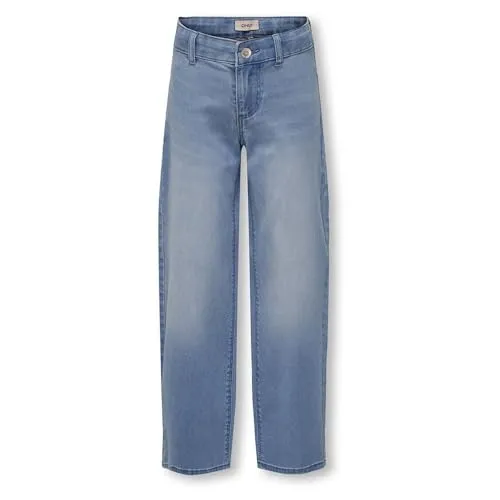 KIDS ONLY Mädchen Kogsylvie Clean Wide Leg Jeanshose - Hosen für Mädchen mit weitem Bein, Rückentaschen und Gürtelschlaufen für einen trendigen Look.