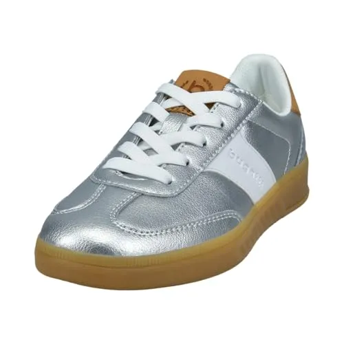 Bugatti Damen Sandaletten - Bequeme Sommerschuhe in Silver/Cognac - Wanderschuhe mit flachem Absatz, ideal für warme Tage. Genießen Sie den Komfort und das stilvolle Design dieser offenen Sandalen.