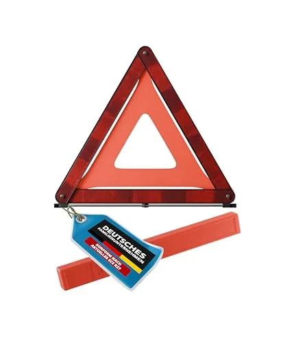 Thomatex® Warndreieck – Klappbares Sicherheitsdreieck, konform nach ECE R27 – Stabile Standfüße & Reflektoren – Für Auto, LKW & Motorrad – Autozubehör – Made in Germany