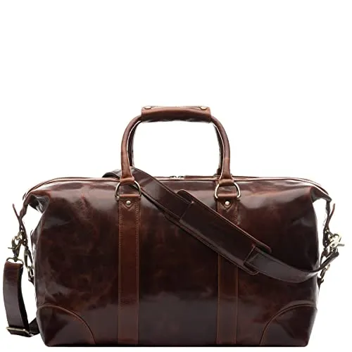 VS SID & VAIN große XL Reisetasche echt Leder - Sporttasche groß Austin - Weekender Handgepäck mit Schultergurt - Ledertasche Herren und Damen braun handgefertigt
