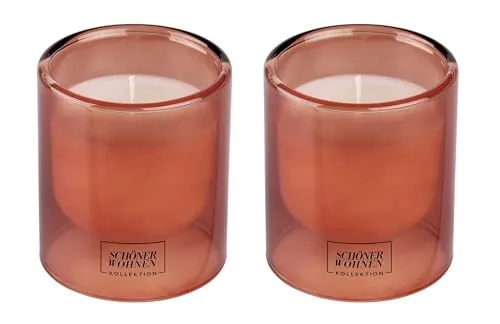 Schöner Wohnen Kollektion Duftkerze Sandalwood S, 2er Set - Elegante Duftkerzen im Glas mit warmen Sandelholz-Noten und Jasmin. Ideal zum Verschenken oder für eine stilvolle Raumgestaltung. Wiederverwendbares Glas für nachhaltige Nutzung.