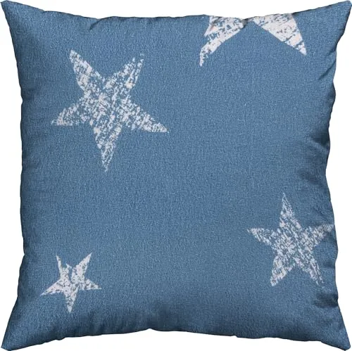 Erwin Müller Kuschelkissenbezug zum Wenden Feinbiber Sterne und Karos blau Größe 40x40 cm