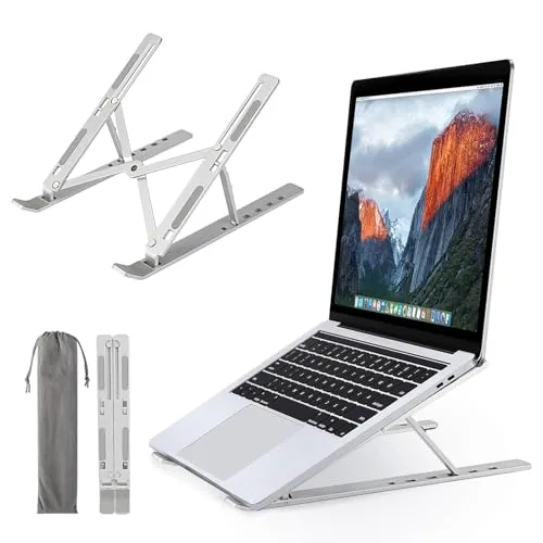 Lauviomify Laptop-Ständer aus Aluminium, Faltbarer Tragbarer, Laptopständer, 10-17 Zoll (25,4-43,2 cm), Einstellbar, Schwarz
