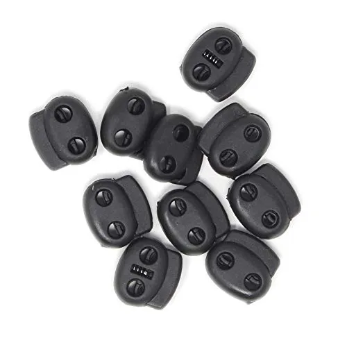 2-Loch Kordelstopper mit 4mm Durchzug | 10 oder 50 Stück | in Schwarz | aus Kunststoff (10)