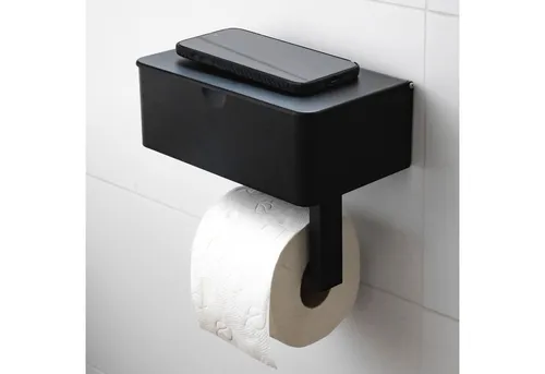 ELMOWO Edelstahl Toilettenpapierhalter ohne Bohren in schwarz von ELMOWO