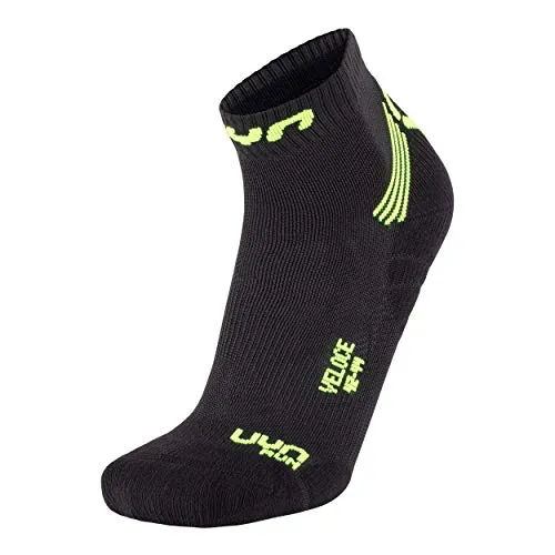 UYN Herren Veloce Runningsocken Herren Socke, Black/Yellow Fluo, 39-41 EU