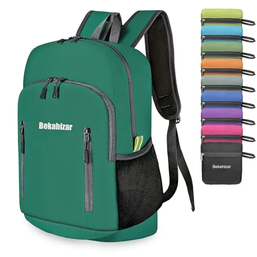 Bekahizar Faltbarer Rucksack Leicht Klein Wanderrucksack 20L Reiserucksack Tagesrucksack Tasche für Männer Frauen Jugendliche Outdoor Wandern Reisen