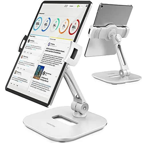 AboveTEK Tablet Ständer, Verstellbare iPad Halterung Tisch, 360° Drehbarer Handy & Tablet Halterung für 4-11