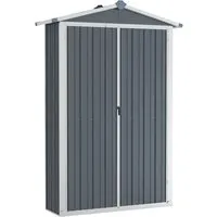vidaXL Gerätehaus ohne Boden aus verzinktem Stahl - Gerätehäuser aus verzinktem Stahl, wetterfest und wartungsarm, ideal zur Aufbewahrung von Werkzeugen und Gartenmöbeln mit zusätzlichem Stauraum durch Regale.