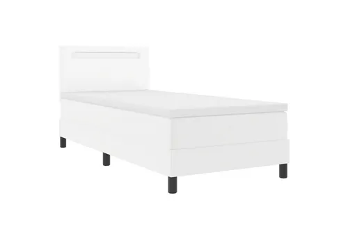 vidaXL Boxspringbett Weiß 90x200 cm mit Matratze und LED-Lichtern - Modernes Boxspringbett mit höhenverstellbarem Kopfteil, integriertem LED-Licht und starkem Holzrahmen für verbesserten Schlafkomfort.