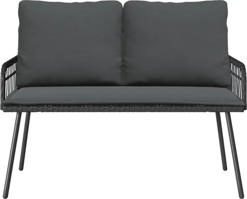 vidaXL modernes Rattan Zweisitzer Sofa schwarz von vidaXL