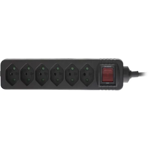 1.50m InLine Strom Steckdosenleiste mit Schalter Schwarz 6 (16451Y)