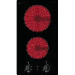 PKM Glaskeramikkochfeld EB-GK2KG - Schwarz, Edelstahl, 29x5x52 cm, mit Hauptschalter und Restwärmeanzeige für sicheres Kochen