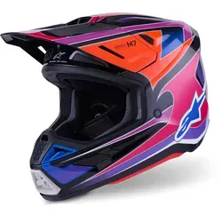 Alpinestars S-M7 Fuse Motocross Helm XL in Blau-Lila - Robuster und leichter Motocross Helm mit Doppel D-Ring Verschluss für optimalen Halt. Ideal für den Einsatz auf der Strecke – Sicherheit und Komfort vereint.