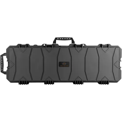 GSG Gewehrkoffer 100cm Schwarz mit Rollen - Gewehr-Hartschalenkoffer mit robusten Rollen und wasserdichter IP67-Zertifizierung. Ideal für den sicheren Transport von Langwaffen, ausgestattet mit anpassbarem Würfelschaum für optimalen Schutz.