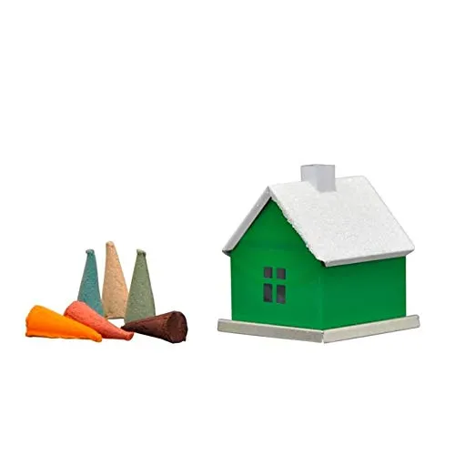 KNOX - Räucherhaus/Räucherkerzenhalter Unifarben aus Metall - für Räucherkerzen Größe M - Farbe: Grün - Maße: ca. 6 x 6 x 6,5 cm