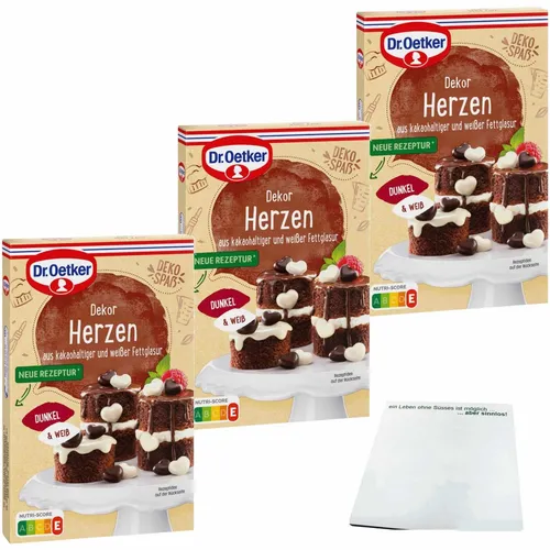 Dr. Oetker Schoko Dekor Herzen 3er Pack 3x47g Packung usy Block