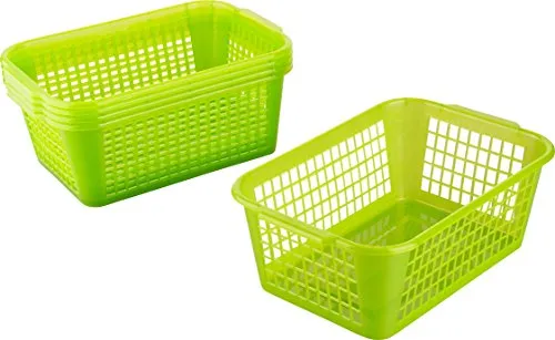 Kigima Aufbewahrungskorb 28x20x11cm 4L 5er Set – Allzweckkorb aus robustem Plastik (BPA-frei) – Aufbewahrungsbox für Küche & Bad – Haushaltskorb zur Aufbewahrung – Korb für Aufbewahrung – Grün