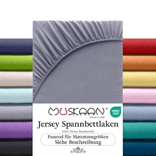 Müskaan Spannbettlaken grau für Wasserbett/Boxspringbett - Hochwertiges Spannbettlaken aus 100% Baumwolle mit Gummizug für perfekten Sitz. Ideal für Wasser- und Boxspringbetten, waschbar bis 60°C.
