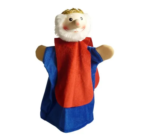 Kersa Handpuppe König 28cm - Plüsch-Handpuppen, handgefertigte Qualität mit charismatischem Holzkopf für lebendige Geschichtenerzählungen.