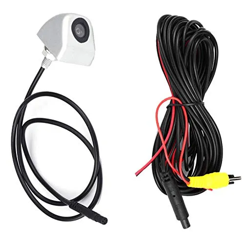 Hlyjoon Auto Rückfahrkamera 170° Weitwinkel Hochauflösend Nachtsicht Einparkkamera 12V IP68 Wasserdicht Rückansicht Kamera Unterstützt NTSC und PAL Videosystem(Silber)