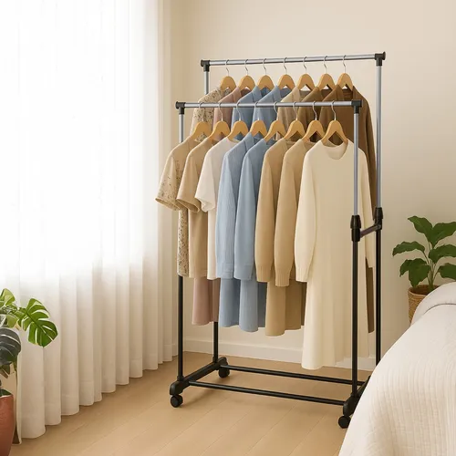 Grafner Kleiderständer auf Rollen Wäscheständer Kleiderstange höhenverstellbar