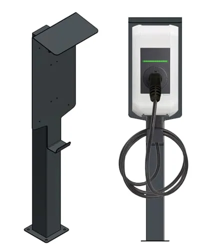 DIE-LADESÄULE - Edelstahl Ladesäule für KEBA P20 P30 Wallbox mit Dach und Kabelhaken - Stabile Ladesäule aus 100% Edelstahl, pulverbeschichtet in Anthrazit. Sie bietet optimalen Schutz und einfache Installation für Ihre KEBA P20 P30 Wallbox. Hergestellt in Deutschland, langlebig und ideal für flexible Einsatzmöglichkeiten.