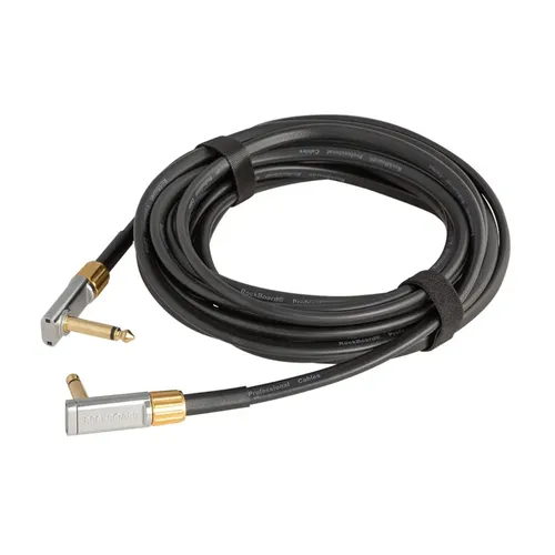 Rockboard Premium Flat Instrumentenkabel 6 m - Gitarrenkabel mit Winkelsteckern - Professionelles Gitarrenkabel mit 6 m Länge, ideal für Musiker. Doppelt geschirmt und mit vergoldeten Kontakten für eine zuverlässige Verbindung.