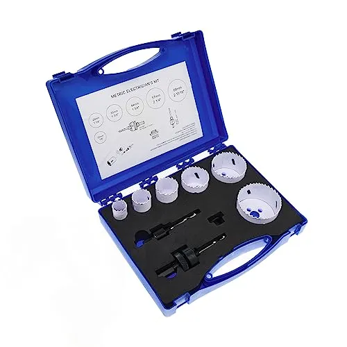 Weischer® - Lochsäge Set | 9-tlg. HSS Bi-Metall Bohrkronen Ø 22-68 mm | 6-Kant-Schaft | Steckdose | Schnitttiefe 40 mm für Holz, Aluminium, Kunststoff und Metall