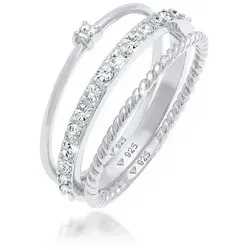 Elli Solitärring Ringset (3 tlg) 925 Silber - Elegantes 3-teiliges Ringset aus 925er Sterlingsilber, verziert mit 17 funkelnden Swarovski® Kristallen, ideal für besondere Anlässe.