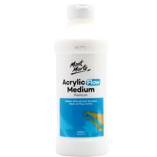 Mont Marte Acryl Medium – 500ml – Flow Medium für glatte, lange Pinselstriche – Farbflussverbesserer für Acrylfarben