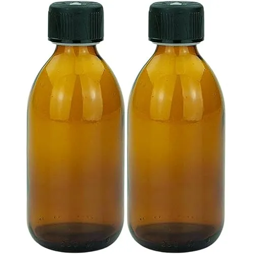 mikken 2 braune Glasflaschen 250 ml mit Schraubverschluss