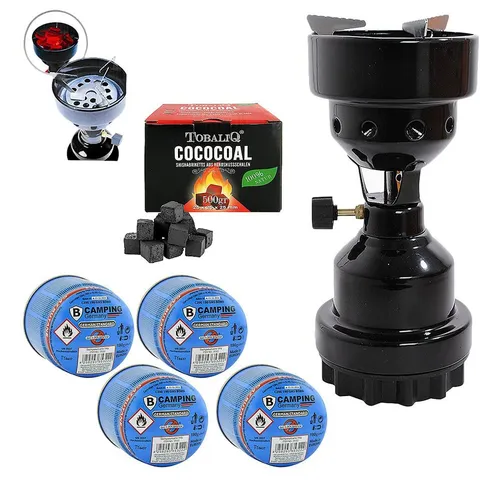 Mianova Camping-Gasgrill 1 flammig - der vielseitige Notkocher - Campinggrill für Notfälle und BBQ, inkl. 4 Gaskartuschen und 2 Aufsätzen. Ideal für Outdoor-Aktivitäten und Stromausfälle, mit konstantem Druckregler für maximale Sicherheit.