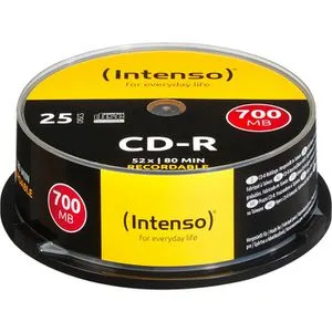 Intenso 1001124 CD-R Rohlinge 700MB, 52x - 25er Spindel, höchste Premium-Qualität für optimale Brenner-Kompatibilität