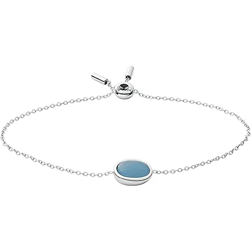 Skagen Damen-Edelstahlarmband mit Schieberverschluss - Armbänder für Damen, elegantes silberfarbenes Edelstahlarmband mit poliertem Finish und praktischem Schiebeverschluss für individuellen Tragekomfort.