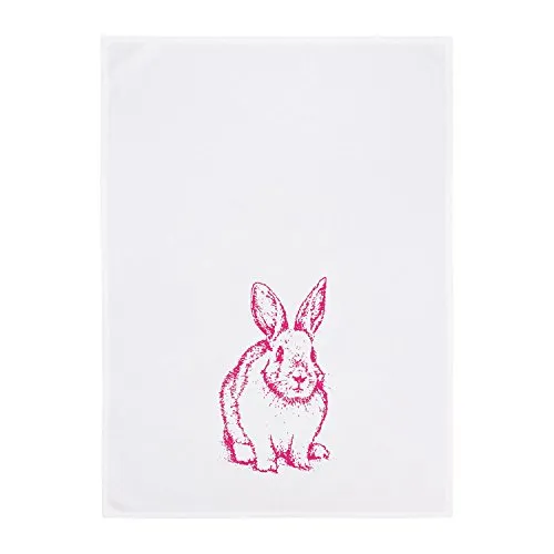 17;30 Geschirrtuch Vintage Häschen weiß/neon pink