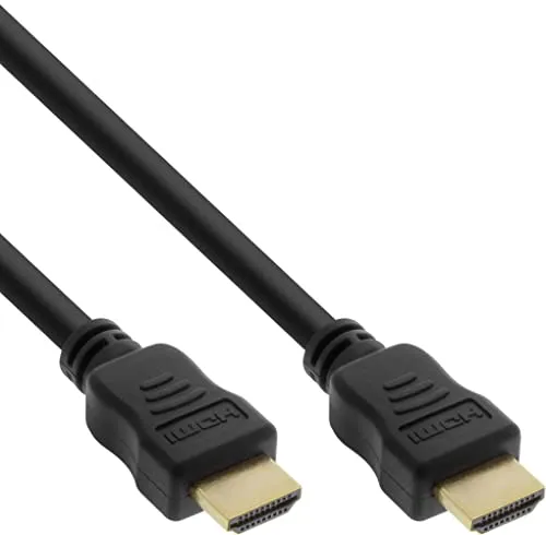 InLine HDMI Kabel, HDMI-High Speed mit Ethernet, Premium, Stecker/Stecker, schwarz/Gold, 1,5m
