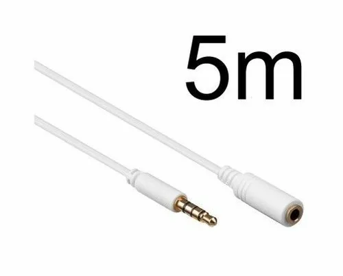 5m 500cm Verlängerungskabel Headset 3,5mm für Apple iPhone und Samsung weiss