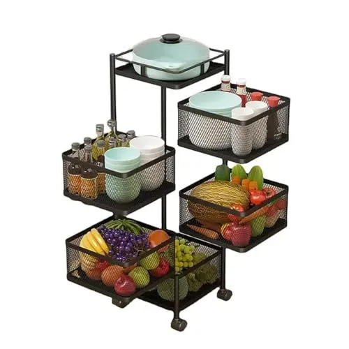 Divit Küchenwagen auf Rollen mit 6 Ablagen in schwarz von Divit