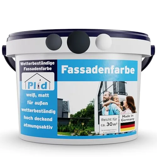 Plid® Fassadenfarbe Außen Anthrazitgrau - 5l - Lacke - Wetter- und UV-beständige Farbe für Mauerwerk und Beton, ideal für langlebige und strapazierfähige Anstriche, Made in Germany.