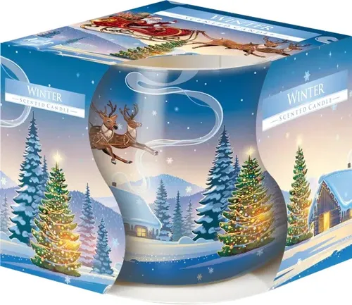 Duftkerze im Glas & Folie - Winter, mehrfarbig,Winter Scented Candle