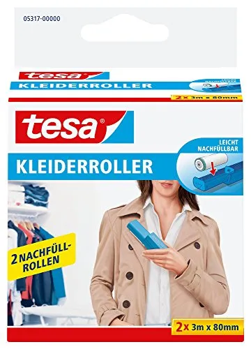 tesa Kleiderroller Nachfüllpackung, 2 x 3 m x 80 mm, Weiß von tesa