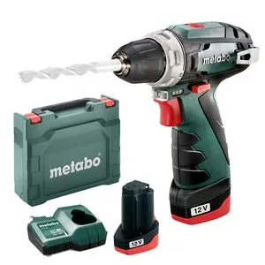Metabo PowerMaxx Akku Bohrschrauber BS Basic - 12V, 2x 2Ah Akkus, leicht & kompakt mit integriertem Arbeitslicht und Gürtelhaken